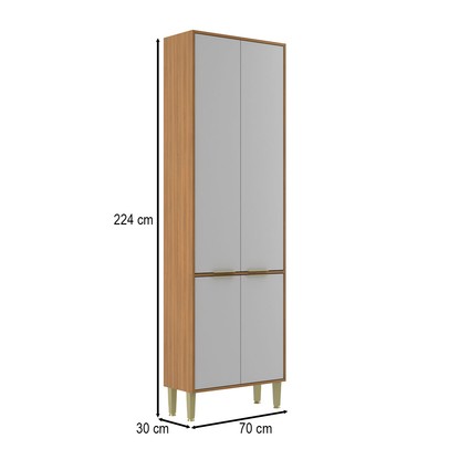 Paneleiro Domus 4 Portas Nogal/Branco - Hecol Móveis