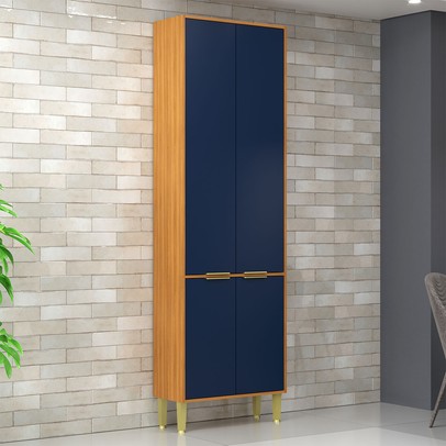 Paneleiro Domus 4 Portas Nogal/Royal - Hecol Móveis