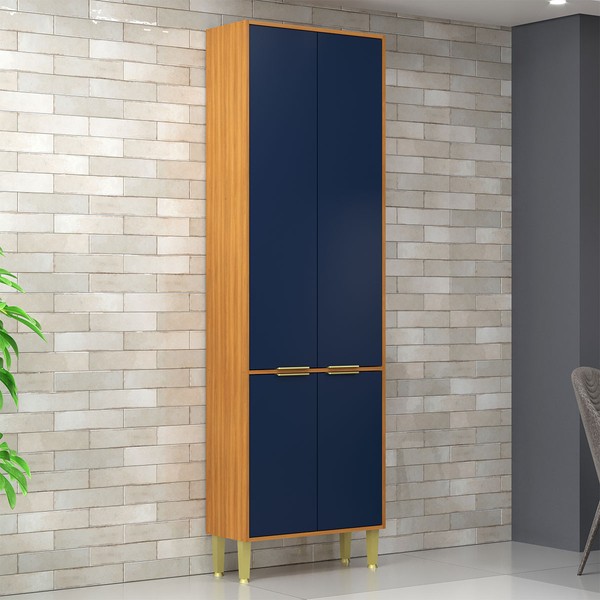 Paneleiro Domus 4 Portas Nogal/Royal - Hecol Móveis