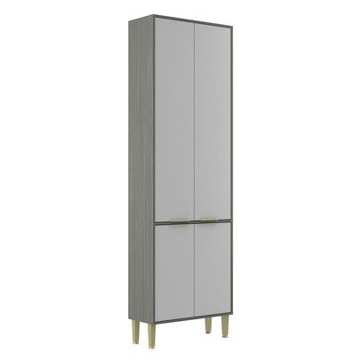 Paneleiro Domus 4 Portas Silver/Branco - Hecol Móveis