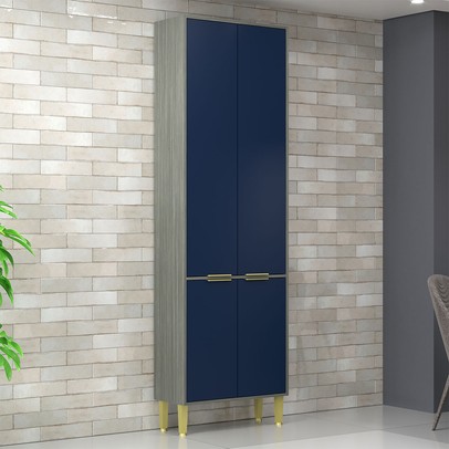 Paneleiro Domus 4 Portas Silver/Royal - Hecol Móveis