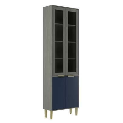 Paneleiro Domus 4 Portas com Vidro Silver/Royal - Hecol Móveis