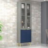 Paneleiro Domus 4 Portas com Vidro Silver/Royal - Hecol Móveis