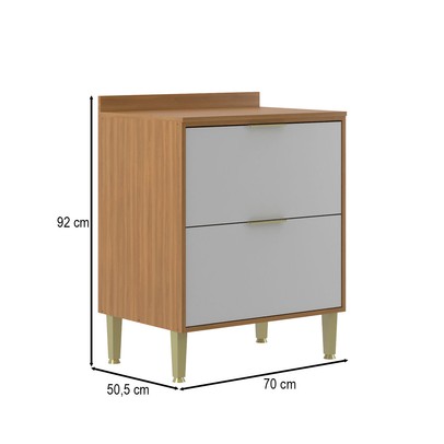 Balcão de Cozinha 70 Cm Domus 2 Gavetas Nogal/Branco - Hecol Móveis