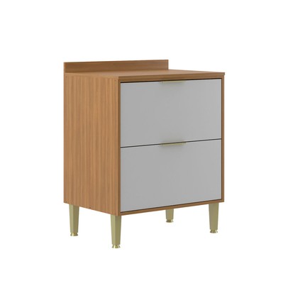 Balcão de Cozinha 70 Cm Domus 2 Gavetas Nogal/Branco - Hecol Móveis