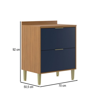 Balcão de Cozinha 70 Cm Domus 2 Gavetas Nogal/Royal - Hecol Móveis