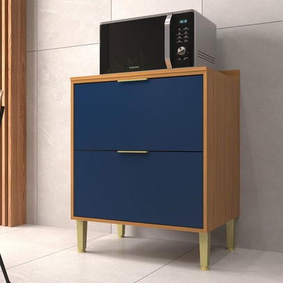 Balcão de Cozinha 70 Cm Domus 2 Gavetas Nogal/Royal - Hecol Móveis