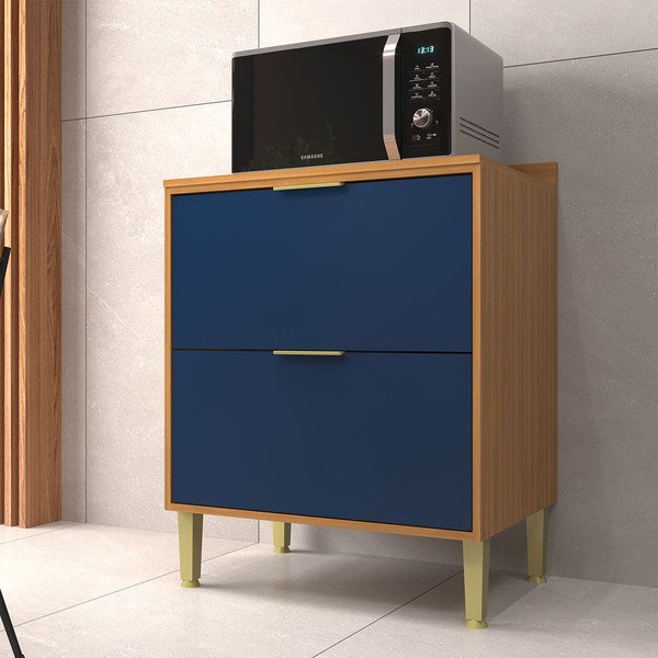 Balcão de Cozinha 70 Cm Domus 2 Gavetas Nogal/Royal - Hecol Móveis