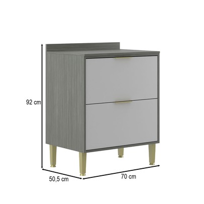 Balcão de Cozinha 70 Cm Domus 2 Gavetas Silver/Branco - Hecol Móveis