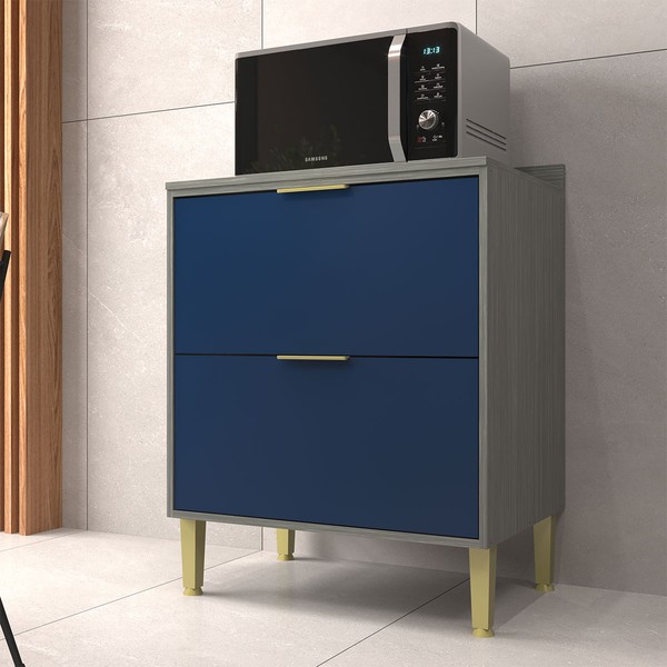 Balcão de Cozinha 70 Cm Domus 2 Gavetas Silver/Royal - Hecol Móveis