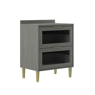 Balcão de Cozinha 70 Cm Domus 2 Gavetas com Vidro Silver - Hecol Móveis