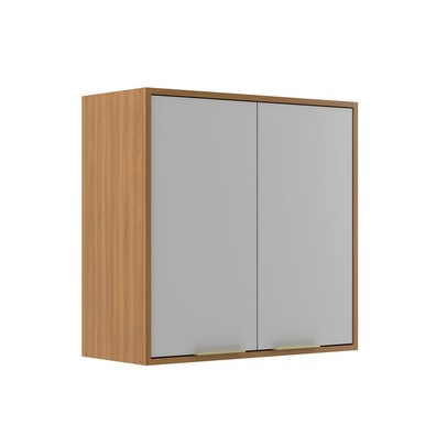 Armário Aéreo Cozinha 70 Cm Domus 2 Portas Nogal/Branco - Hecol Móveis
