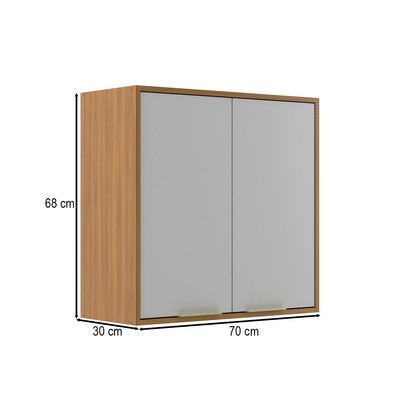Armário Aéreo Cozinha 70 Cm Domus 2 Portas Nogal/Branco - Hecol Móveis
