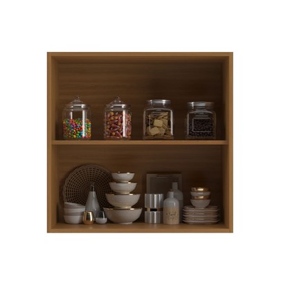 Armário Aéreo Cozinha 70 Cm Domus 2 Portas Nogal/Branco - Hecol Móveis