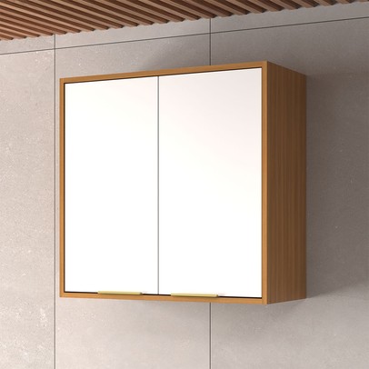 Armário Aéreo Cozinha 70 Cm Domus 2 Portas Nogal/Branco - Hecol Móveis