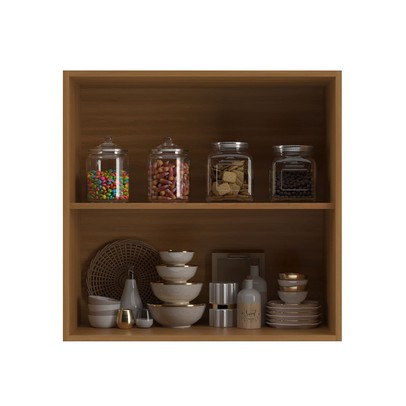 Armário Aéreo Cozinha 70 Cm Domus 2 Portas Nogal/Royal - Hecol Móveis