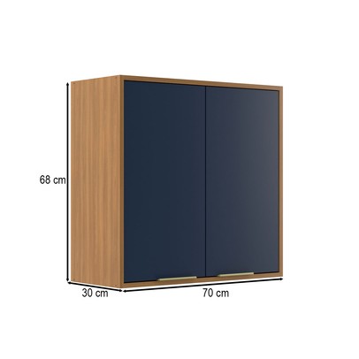 Armário Aéreo Cozinha 70 Cm Domus 2 Portas Nogal/Royal - Hecol Móveis