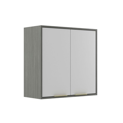 Armário Aéreo Cozinha 70 Cm Domus 2 Portas Silver/Branco - Hecol Móveis