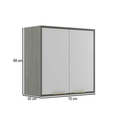 Armário Aéreo Cozinha 70 Cm Domus 2 Portas Silver/Branco - Hecol Móveis