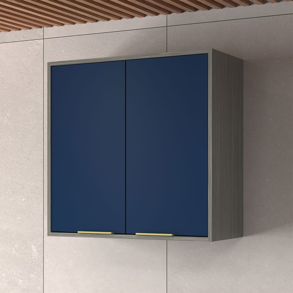 Armário Aéreo Cozinha 70 Cm Domus 2 Portas Silver/Royal - Hecol Móveis