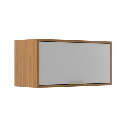 Armário Aéreo Cozinha 70 Cm Domus 1 Porta Nogal/Branco - Hecol Móveis
