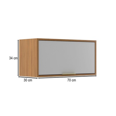 Armário Aéreo Cozinha 70 Cm Domus 1 Porta Nogal/Branco - Hecol Móveis