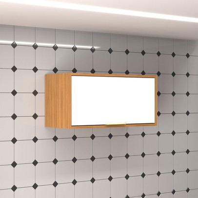 Armário Aéreo Cozinha 70 Cm Domus 1 Porta Nogal/Branco - Hecol Móveis