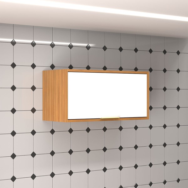 Armário Aéreo Cozinha 70 Cm Domus 1 Porta Nogal/Branco - Hecol Móveis