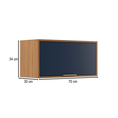 Armário Aéreo Cozinha 70 Cm Domus 1 Porta Nogal/Royal - Hecol Móveis