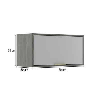 Armário Aéreo Cozinha 70 Cm Domus 1 Porta Silver/Branco - Hecol Móveis