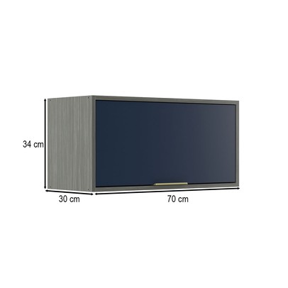 Armário Aéreo Cozinha 70 Cm Domus 1 Porta Silver/Royal - Hecol Móveis