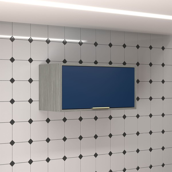 Armário Aéreo Cozinha 70 Cm Domus 1 Porta Silver/Royal - Hecol Móveis