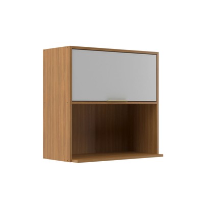 Armário Aéreo Cozinha 70 Cm Domus 1 Porta com Nicho Nogal/Branco - Hecol Móveis