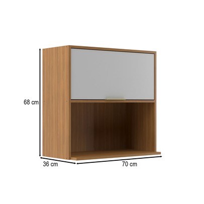 Armário Aéreo Cozinha 70 Cm Domus 1 Porta com Nicho Nogal/Branco - Hecol Móveis