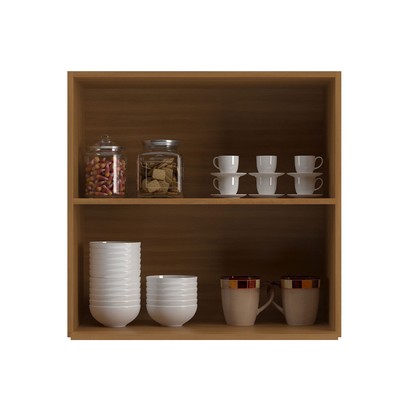 Armário Aéreo Cozinha 70 Cm Domus 1 Porta com Nicho Nogal/Branco - Hecol Móveis