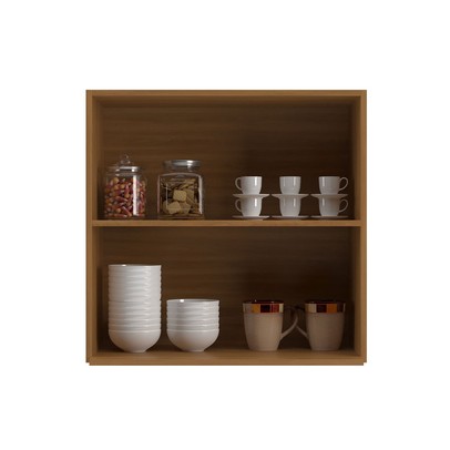 Armário Aéreo Cozinha 70 Cm Domus 1 Porta com Nicho Nogal/Royal - Hecol Móveis