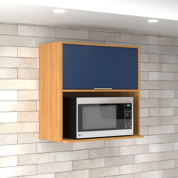 Armário Aéreo Cozinha 70 Cm Domus 1 Porta com Nicho Nogal/Royal - Hecol Móveis