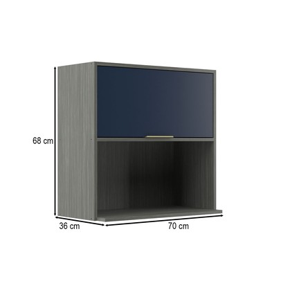 Armário Aéreo Cozinha 70 Cm Domus 1 Porta com Nicho Silver/Royal - Hecol Móveis