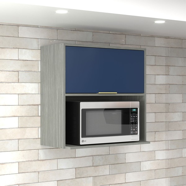 Armário Aéreo Cozinha 70 Cm Domus 1 Porta com Nicho Silver/Royal - Hecol Móveis
