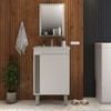 Armário de Banheiro Smart 45 Cm 1 Porta com Cuba Espelho 100% Mdf Cimento - Belizze Móveis