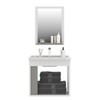 Armário de Banheiro Smart 1 Porta com Cuba e Espelho 100% Mdf Cimento - Belizze Móveis