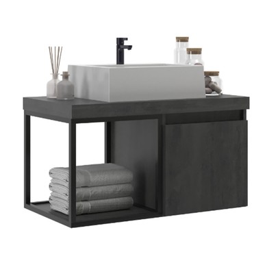 Armário de Banheiro Miami 1 Porta com Cuba 100% Mdf Carbono - Belizze Móveis