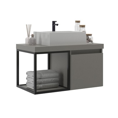 Armário de Banheiro Miami 1 Porta com Cuba 100% Mdf Cimento - Belizze Móveis