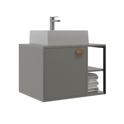 Armário de Banheiro Nassau 1 Porta com Cuba 100% Mdf Cimento - Belizze Móveis