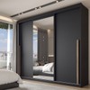 Guarda-Roupa Casal Arcadia 3 Portas 6 Gavetas com Espelho Preto - Panorama Móveis