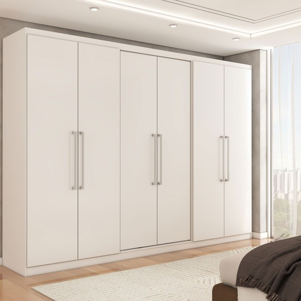Guarda-Roupa Casal City 6 Portas 2 Gavetas Branco - Panorama Móveis