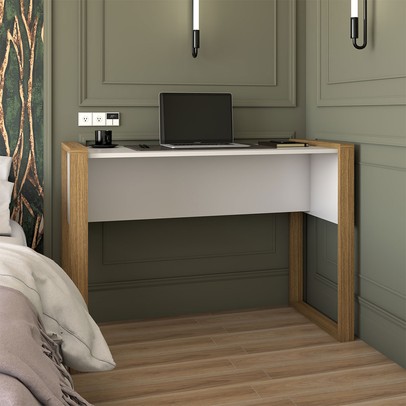 Mesa para Escritório Design Freijó/Branco Acetinado - Panorama Móveis