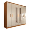 Guarda-Roupa Casal Califa 6 Portas 2 Gavetas com Espelho Cinamomo/Off White - Panorama Móveis