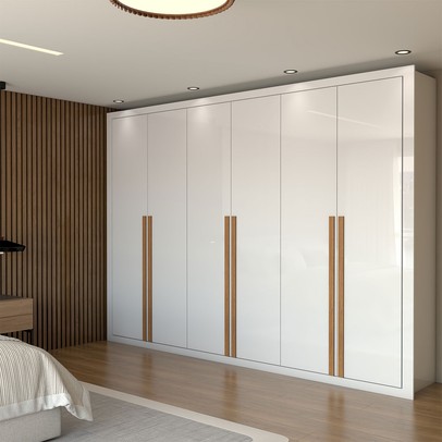 Guarda-Roupa Casal Aura 6 Portas 6 Gavetas Branco - Panorama Móveis