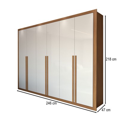 Guarda-Roupa Casal Aura 6 Portas 6 Gavetas Cinamomo/Branco - Panorama Móveis